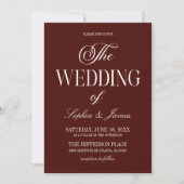 Modern Elegant Dark Burgundy Ivory Wedding Kaart (Voorkant)