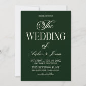 Modern Elegant Dark Deep Green Ivory Wedding Kaart (Voorkant)