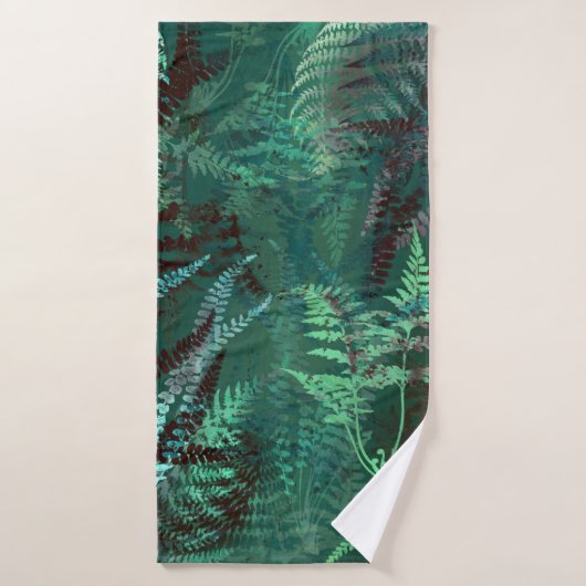 Modern Elegant Dark Emerald Green Ferns Bad Handdoek (Badhanddoek)