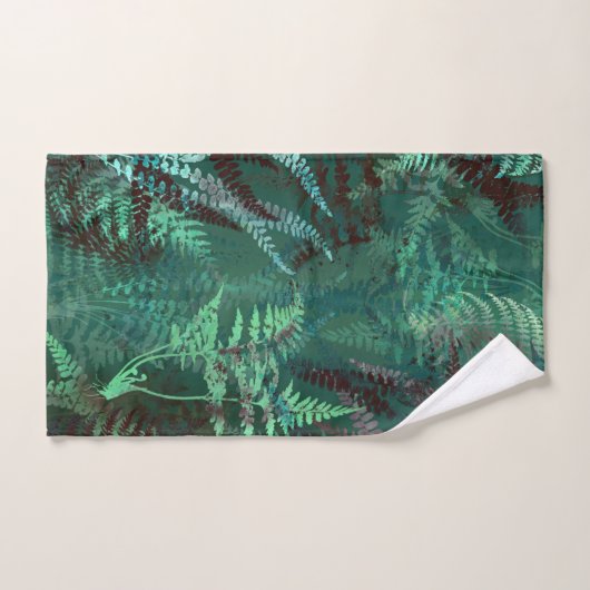 Modern Elegant Dark Emerald Green Ferns Bad Handdoek (Handdoek)