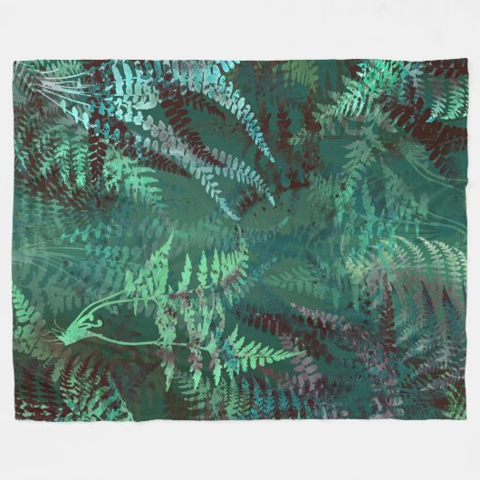 Modern Elegant Dark Emerald Green Ferns Fleece Deken (Voorkant (Horizontaal))