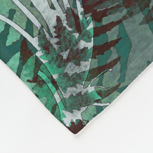 Modern Elegant Dark Emerald Green Ferns Fleece Deken (Hoek)