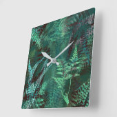 Modern Elegant Dark Emerald Green Ferns Vierkante Klok (Hoek)