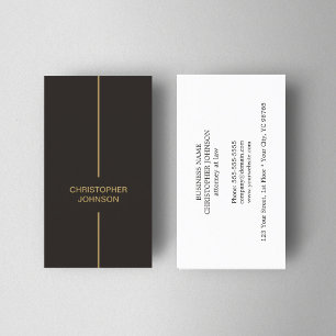 Modern Elegant Dark Faux Gold Line Attorney Visitekaartje