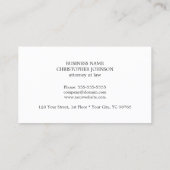 Modern Elegant Dark Faux Gold Line Attorney Visitekaartje (Achterkant)