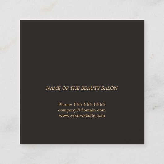 Modern Elegant Dark Faux Gold Scissor Comb Vierkante Visitekaartje (Achterkant)