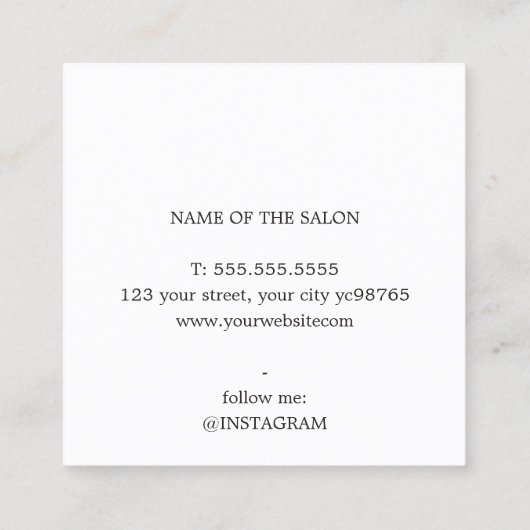 Modern Elegant Dark Faux Gold Scissors Comb Vierkante Visitekaartje (Achterkant)