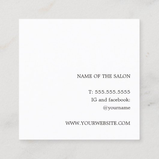 Modern Elegant Dark Faux Gold Scissors Comb Vierkante Visitekaartje (Achterkant)