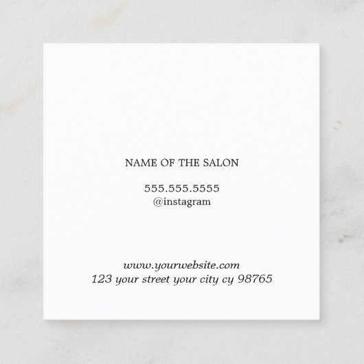 Modern Elegant Dark Faux Gold Scissors Comb Vierkante Visitekaartje (Achterkant)