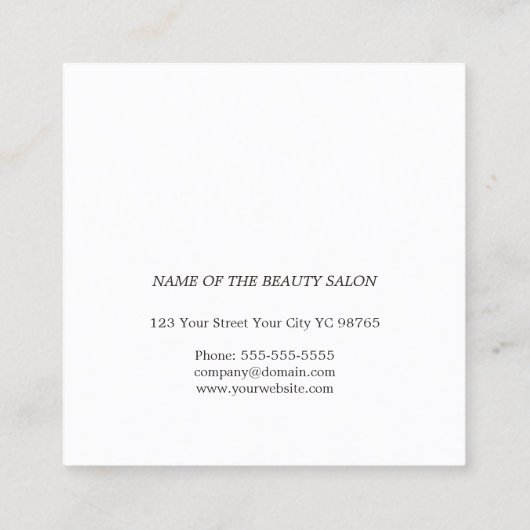 Modern Elegant Dark Faux Silver Scissor Comb Vierkante Visitekaartje (Achterkant)