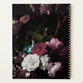 Modern Elegant Dark Floral Monogram script Planner (Achterkant)
