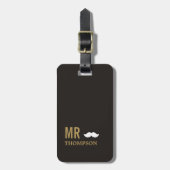 Modern Elegant Dark Golden White Mustache Bagagelabel (Voorkant verticaal)