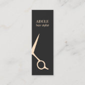 Modern Elegant Dark Gray Pastel Scissors Hair Mini Visitekaartje (Voorkant)