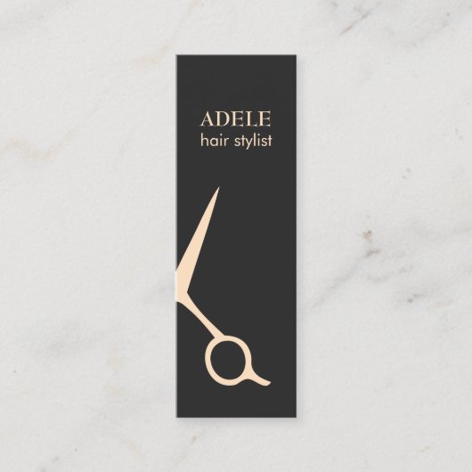 Modern Elegant Dark Gray Pastel Scissors Hair Mini Visitekaartje (Voorkant)