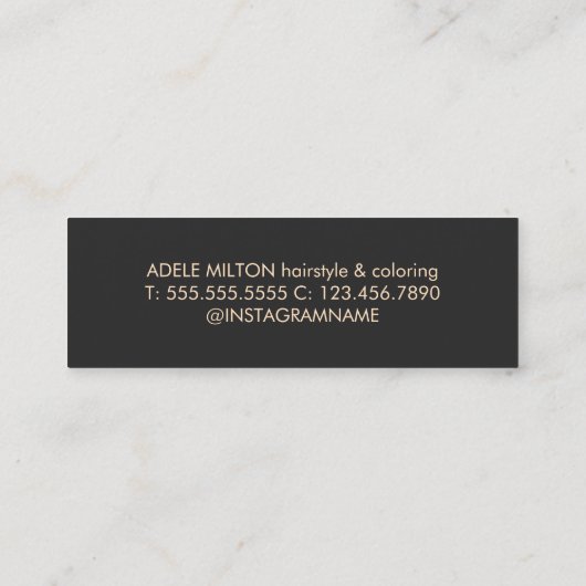 Modern Elegant Dark Gray Pastel Scissors Hair Mini Visitekaartje (Achterkant)