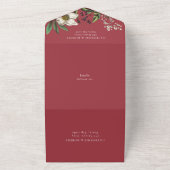 Modern Elegant  Dark Red Roos All In One Uitnodiging (Buitenkant)