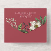 Modern Elegant  Dark Red Roos All In One Uitnodiging (Achterkant)