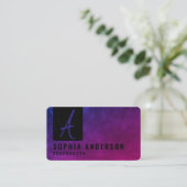Modern Elegant Dark & Texture Paars Visitekaartje (Staand voorkant)