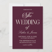 Modern Elegant Dark Wine Purple Ivory Wedding Kaart (Voorkant)