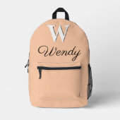 Modern Elegant Deep Peach Monogram Bedrukte Rugzak (Voorkant)