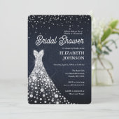 Modern Elegant Denim en Diamonds Vrijgezellenfeest Kaart (Staand voorkant)