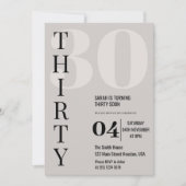 Modern Elegant Dertig 30ste Verjaardagsfeest Kaart (Voorkant)