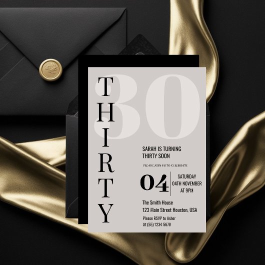 Modern Elegant Dertig 30ste Verjaardagsfeest Kaart