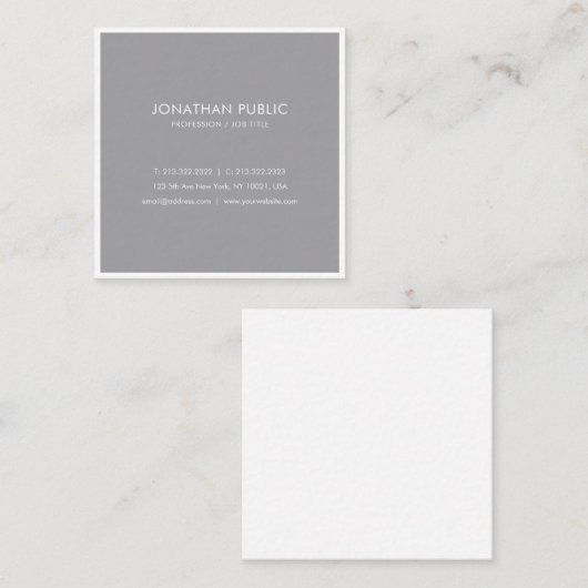 Modern elegant design grijs witte vlek vierkante visitekaartje (Voorkant / Achterkant)