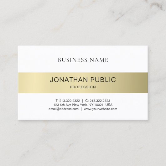 Modern elegant design, minimalistisch goud visitekaartje (Voorkant)