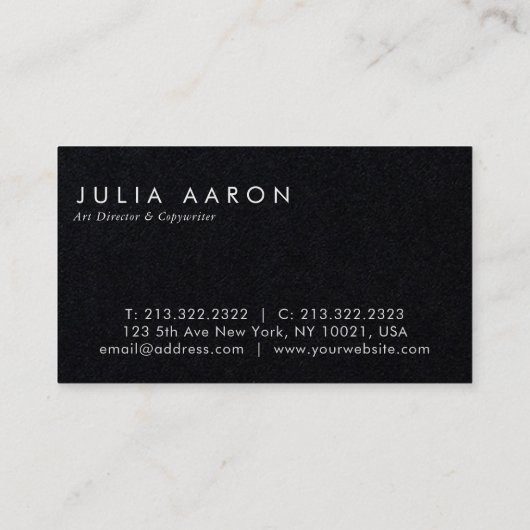 Modern elegant design Professional Premium Black Visitekaartje (Achterkant)