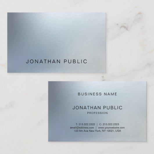 Modern Elegant Design Silver Look Plain Luxury Visitekaartje (Voorkant / Achterkant)
