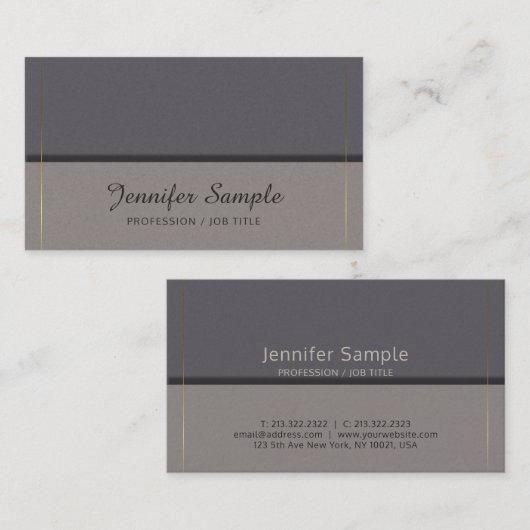 Modern Elegant Design Trendy Bruin Goud Luxe Visitekaartje (Voorkant / Achterkant)