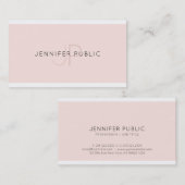 Modern Elegant Design Trendy Roze Effen Monogram Visitekaartje (Voorkant / Achterkant)