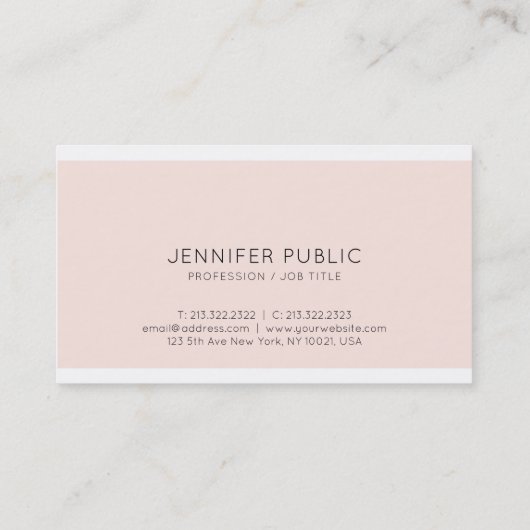 Modern Elegant Design Trendy Roze Effen Monogram Visitekaartje (Achterkant)