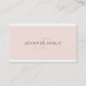 Modern Elegant Design Trendy Roze Effen Monogram Visitekaartje (Voorkant)