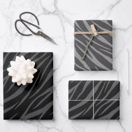 Modern elegant design zwart grijs Zebra Inpakpapier Vel