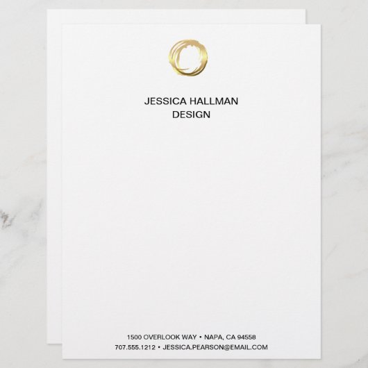 Modern Elegant Designer Scribble Logo in Goud Briefhoofd (Voorkant / Achterkant)