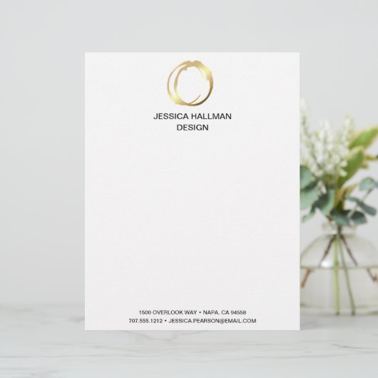 Modern Elegant Designer Scribble Logo in Goud Briefhoofd (Staand voorkant)