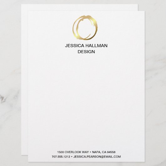 Modern Elegant Designer Scribble Logo in Goud Briefhoofd (Voorkant / Achterkant)