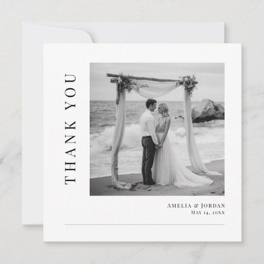 Modern Elegant Destination Beach Wedding Photo Bedankkaart (Voorkant)