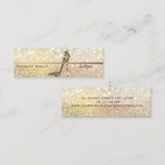 Modern Elegant, Diamonds High Heels Bokeh Mini Visitekaartje (Voorkant / Achterkant)