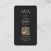 Modern Elegant Doctor Monogram Medisch Zwart Goud Visitekaartje (Achterkant)