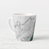 Modern Elegant Donker Blauwgroen Goud Marmer Latte Mok (Linkerhoek)