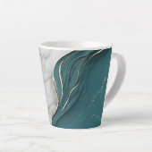 Modern Elegant Donker Blauwgroen Goud Marmer Latte Mok (Rechterhoek)