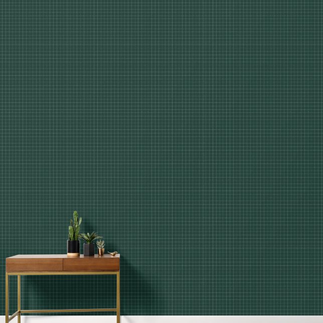 Modern Elegant Donker Bos Groen Geruit Patroon Behang (Hal)