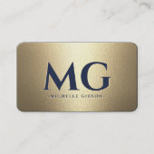Modern Elegant Donker Navy Blauw Goud Professionee Visitekaartje (Voorkant)