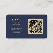 Modern Elegant Donker Navy Blauw Goud Professionee Visitekaartje (Achterkant)