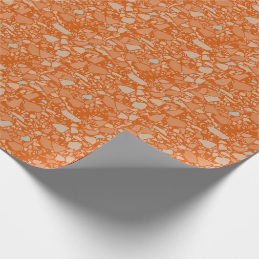 Modern Elegant Donker Sinaasappel Terrazzo Effect  Cadeaupapier (Hoek)