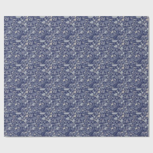 Modern Elegant Donkerblauw Terrazzo Effect Tegel Cadeaupapier (Vlak)