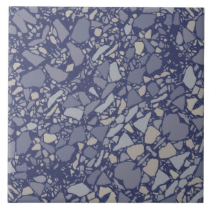 Modern Elegant Donkerblauw Terrazzo Effect Tegel Tegeltje